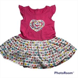 NWOT pink heart print ruffle dress Size 18M